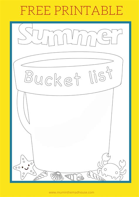 Free Summer Bucket List Template Mum In The Madhouse