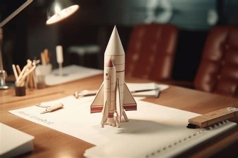 Premium AI Image Successful Startup Concept Launching Rocket On