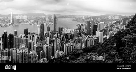 An Elevated View Of The Hong Kong Skyline Taken From The Peak Hong