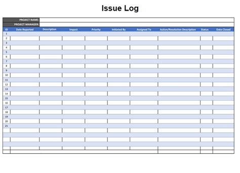 Issue Log Templates 9 Free Printable Word Excel And Pdf Formats