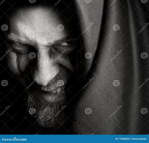 Evil Sinister Man With Malefic Wicked Grin Stock Image Image Of