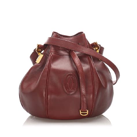 Cartier Must De Leather Bucket Bag In Burgundy Modesens