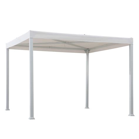 Sunjoy Reese 10x10 Ft Modern Steel Pergola With Flat Top Canopy White