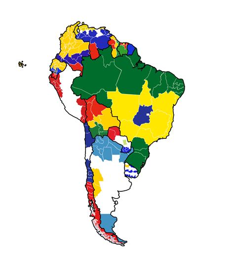 Subdivisions Flag Map of South America : vexillology