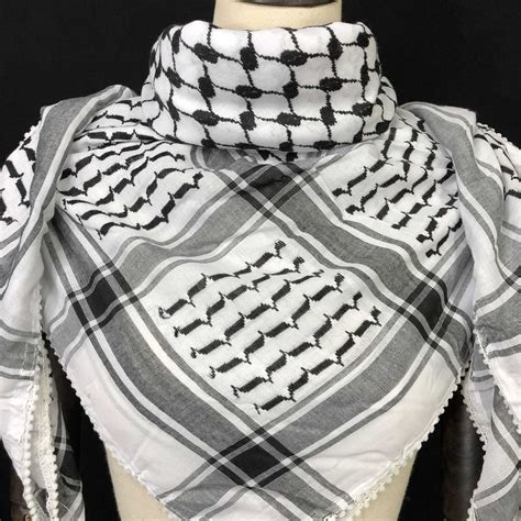 keffiyeh palestine shemagh scarf arab black on white kufiya etsy