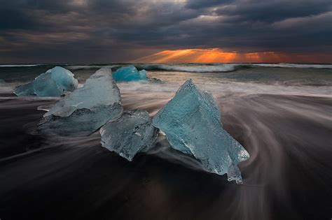 Ice Coast Iceland Clouds Nature Sea Long Exposure Hd Wallpaper
