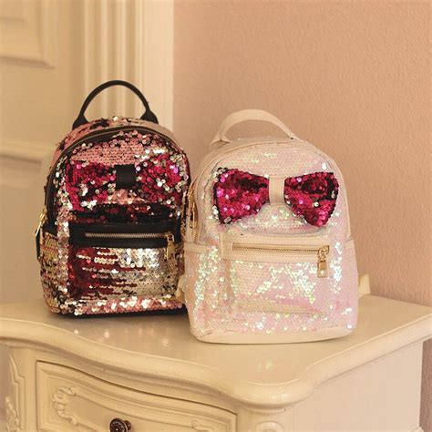 Mini Sequins Backpack Cute Shoulder Bag For Women Girls Travel Bag Bling Shiny Backpack Mochila