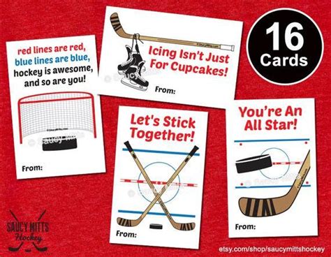 Hockey goalie valentine's day card, customizable holiday card. 16 or 32 Printed Kids Hockey Valentine's Exchange Cards - Hockey Elements | Valentine's cards ...