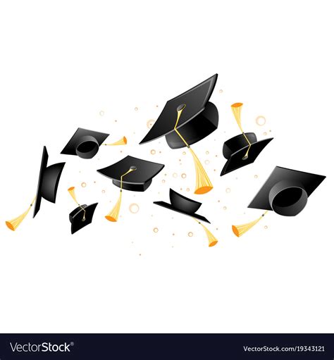 Flying Academic Mortarboard Graduation Hat Vector Image
