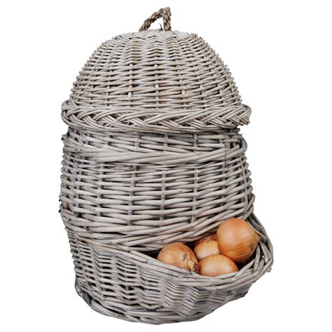 Willow Onion Storage Basket Grey Wicker Decor Basket Rustic Baskets