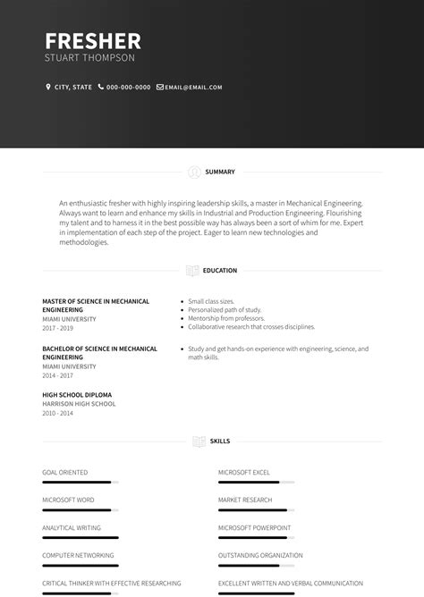 So how much business today, we will take a look at the optimal resume format for freshers. Fresher - Resume Samples and Templates | VisualCV