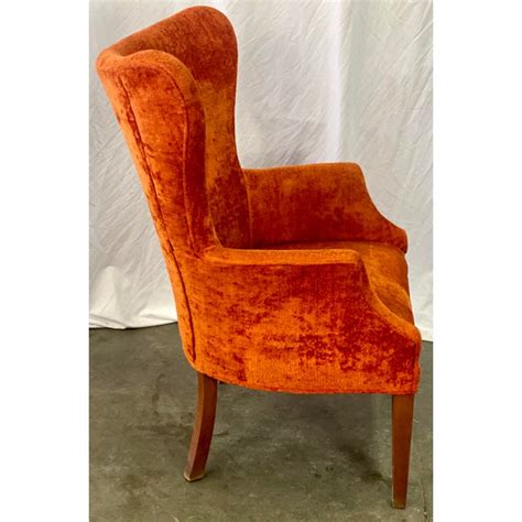 Blue velvet wingback chair • elegant scroll arms work well in classic or contemporary settings. Vintage Retro Orange Crushed Velvet Wingback Accent Chair ...