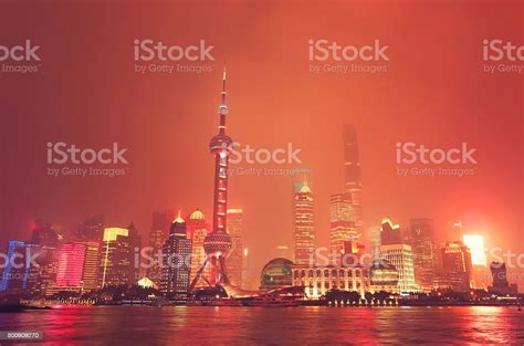Shanghai Skyline At Night Stock Photo Download Image Now 2015