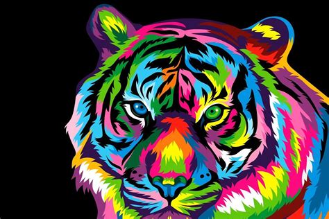 Tiger Colorful Popart Vector Artwork Colorful Animal Paintings Pop