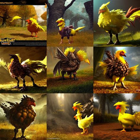 Chocobo Knight In A Autumn Medow Dtamatic Lighting Stable Diffusion