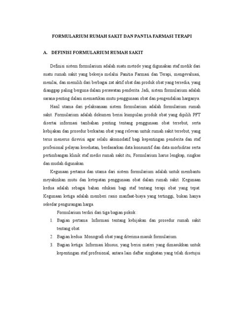 Di bawah ini kami sajikan ratusan contoh judul tesis administrasi rumah sakit. Formularium Rumah Sakit Dan Pantia Farmasi Terapi