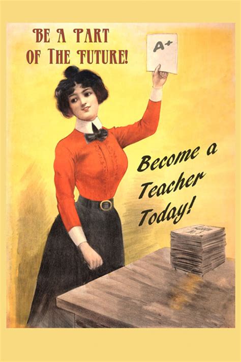 Lady Become A Teacher Part Of The Future School Vintage Poster Repro