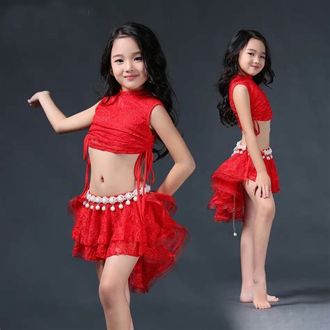 Newest Fashion Sleeveless Lace Belly Dance Irregular Skirt 2pcs Set For