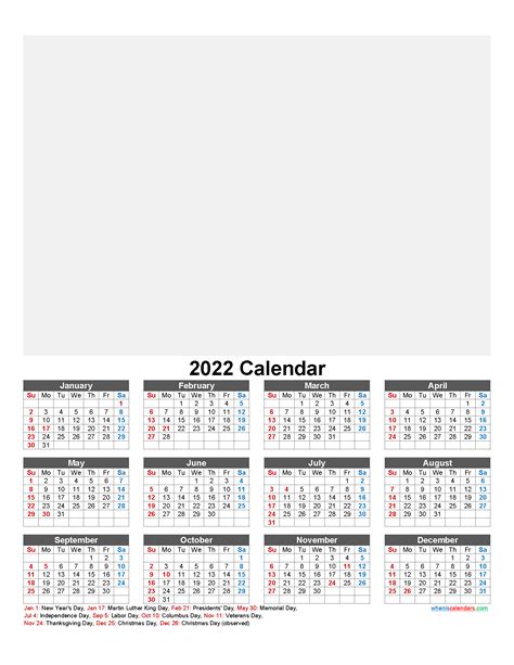 Make Your Own Photo Calendar 2022 Template Nof22y22