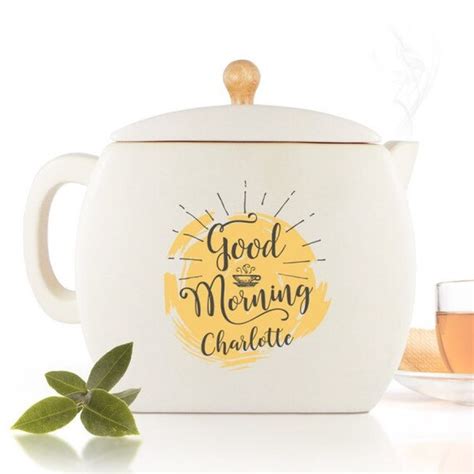 Good Morning Personalised Tea Pot Ceramic Teapot By Blueponyco