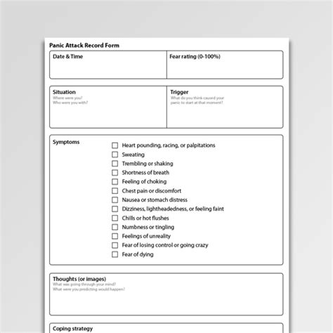 Panic Attack Record Form Psychology Tools