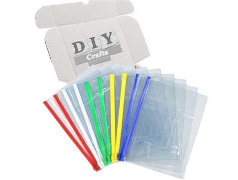Diy Crafts 6 Pack Poly Zipper Envelopes Letter Size Clear Plastic Bags