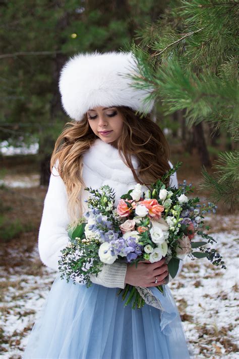 A Blue Wedding Gown For Something Blue Winter Wedding Styled Shoot
