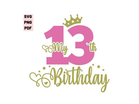 13th Birthday Svg Thirteen Birthday Svg My 13th Birthday Etsy Australia
