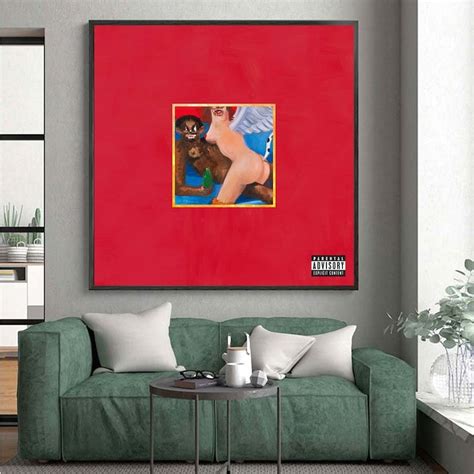 My Beautiful Dark Twisted Fantasy Album Cover Poster Canvas Etsy