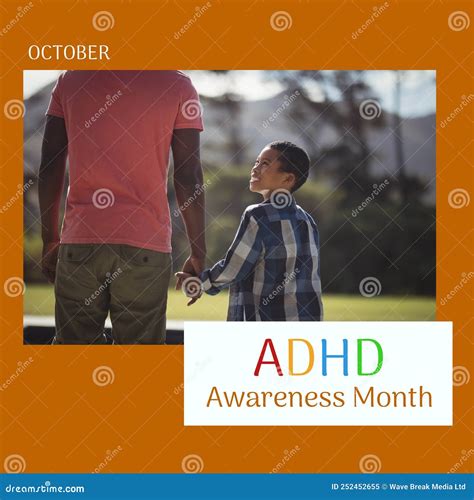 Composition Of Adhd Awareness Month Text Over African American Father