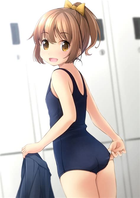 Shibacha Original Commentary Request Highres 1girl Adjusting Clothes Adjusting Swimsuit