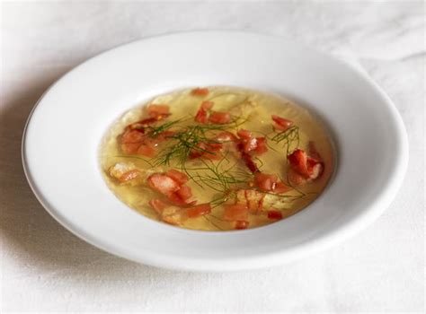 Clear Tomato Soup With Freshwater Crayfish And Wild Fennel The