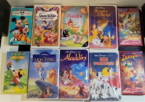 Disney Lot Of Vhs Snow White Bambi Aladdin The Lion King Dalmatians Eur