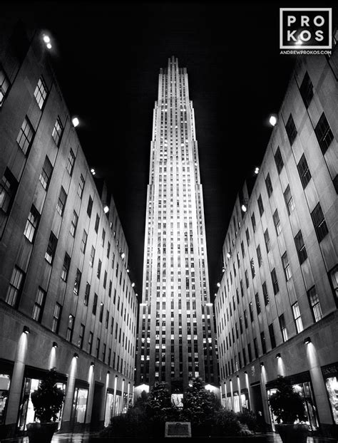 Rockefeller Center At Night Black And White Fine Art Photo By Andrew Prokos
