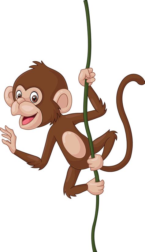 Cartoon Baby Monkey Hanging On A Tree Branch 15219852 Vector Art At