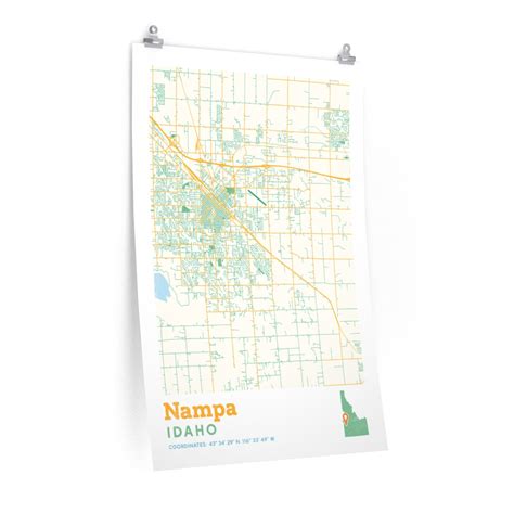 Nampa Idaho City Street Map Poster Allegiant Goods Co
