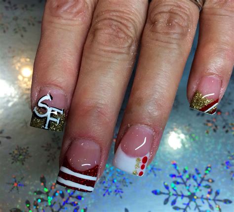Football Gel Nail Designs 49ers Makeup Nails Gel Nails Acrylic Nails