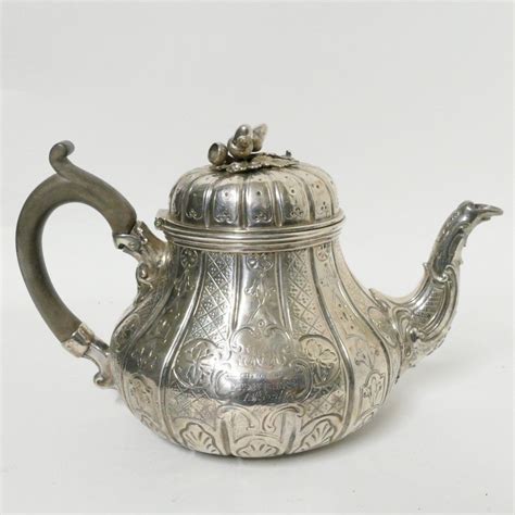 Victorian Embossed Silver Teapot With Acorn Finial Tea And Coffee Pots