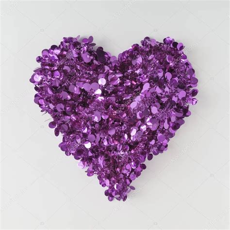 Heart Shape Made Bright Purple Glitter Light Background
