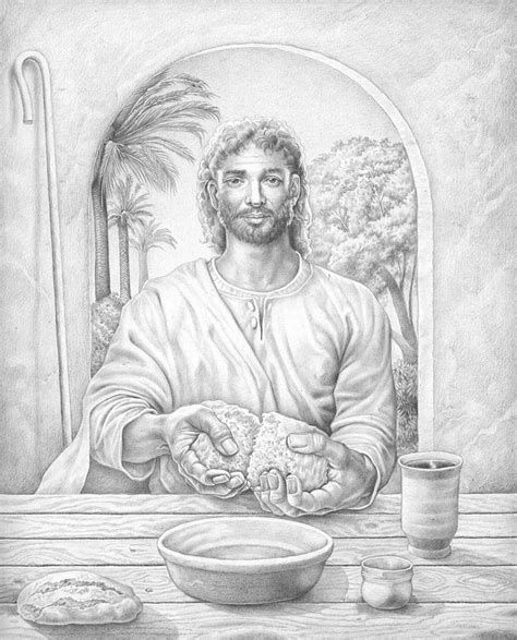 Jesus Breaking Bread Drawing By Lawrence Finney Fine Art America
