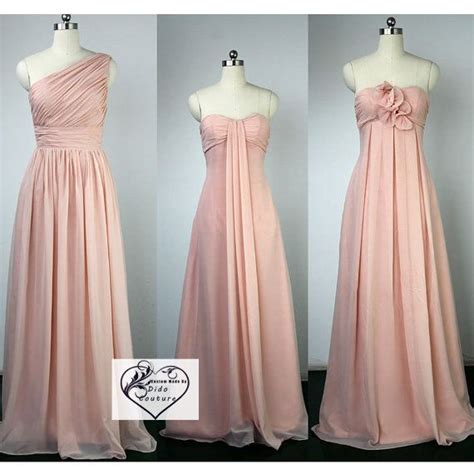 Custom Made Blush Pink Bridesmaid Dress Chiffon Mix Bridesmaids Dress