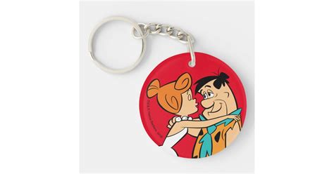 The Flintstones Wilma Kissing Fred Keychain Zazzle