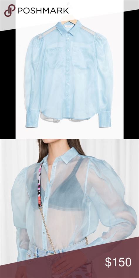 and other stories sheer light blue organza top organza top tops organza