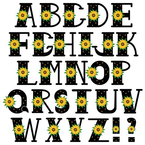 Premium Vector Alphabet With Sunflower Letters Color Vector Illustration