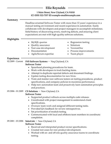 software testing oberen qa tester resume  experience