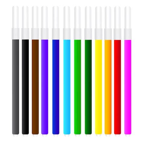 Conjunto de marcadores coloridos ou lápis desenho de canetas coloridas