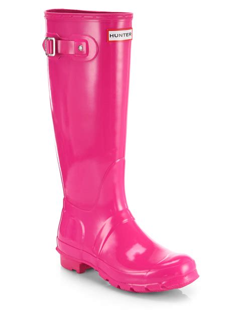 Hunter Gloss Finish Original Rain Boots In Pink Lyst
