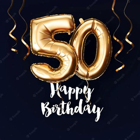 Premium Photo Happy 50th Birthday Gold Foil Balloon Background With