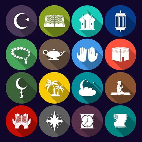 Islam Icons Set Flat 454341 Vector Art At Vecteezy