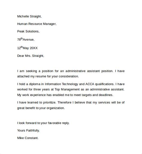 8 sample administrative assistant cover letter templates sample templates